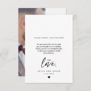 Carte De Remerciements Message de script Mariage simple Moderne