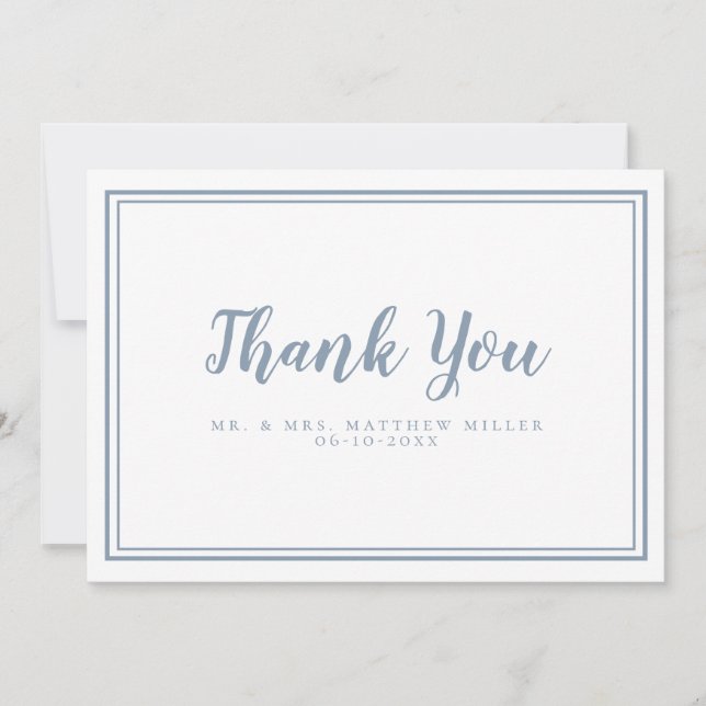Carte De Remerciements Message Mariage simple moderne bleu (Devant)