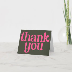 Carte De Remerciements Message personnalisé Baby Shower Rétro Rose Vert