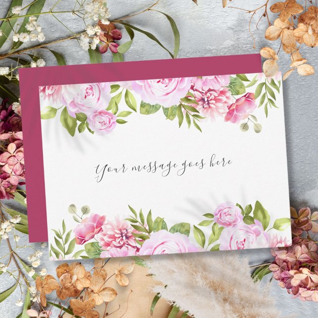 Carte De Remerciements Message personnalisé de verdure de roseraie (Rose Garden Greenery Personalized Message Thank You Card)