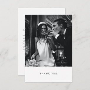 Carte De Remerciements Message personnalisé minimaliste Mariage photo chi
