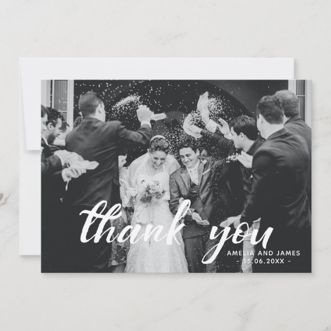 Carte De Remerciements Message personnalisé superposé photo de script Mer (Devant)