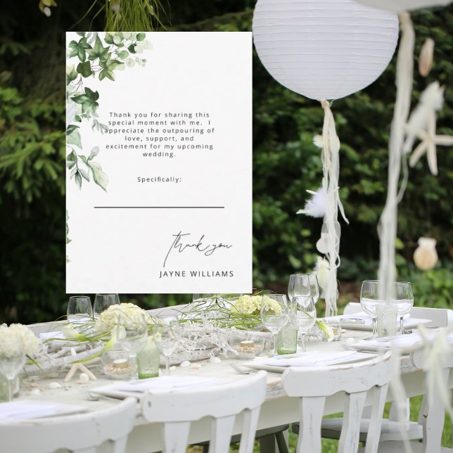 Carte De Remerciements Message Remerciement Fête de Mariage Ivy White (Créateur téléchargé)