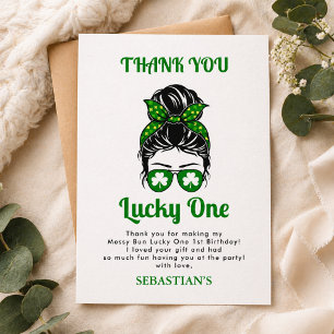 Carte De Remerciements Messy Bun Lucky One 1ère Fête d'Anniversaire Fill
