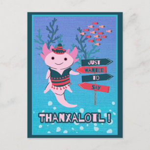 Carte de remerciements mexicain Axolotl mignon
