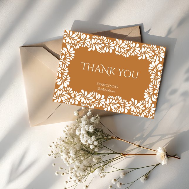 Carte De Remerciements Mexicain talavera terre cuite douche de mariée (Mexican fiesta talavera terracotta bridal shower thank you cards papel picado thank you cards)