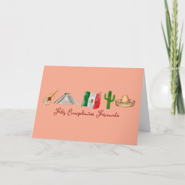 Carte De Remerciements Mexicains Espagnol Joyeux Anniversaire, Feliz Cump (Devant)