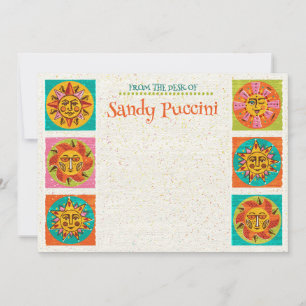 Carte De Remerciements Mi-siècle moderne Sun Faces Note Card Vertical