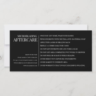 Carte De Remerciements Microblading Eyebrow Aftercare Noir Horizontal