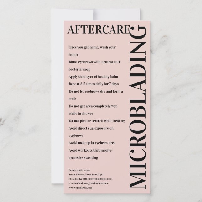 Carte De Remerciements Microbling Aftercare Peony Pink Instruction (Devant)