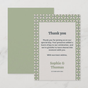 Carte De Remerciements Mid Century Mod Retro Mariage Olive Green