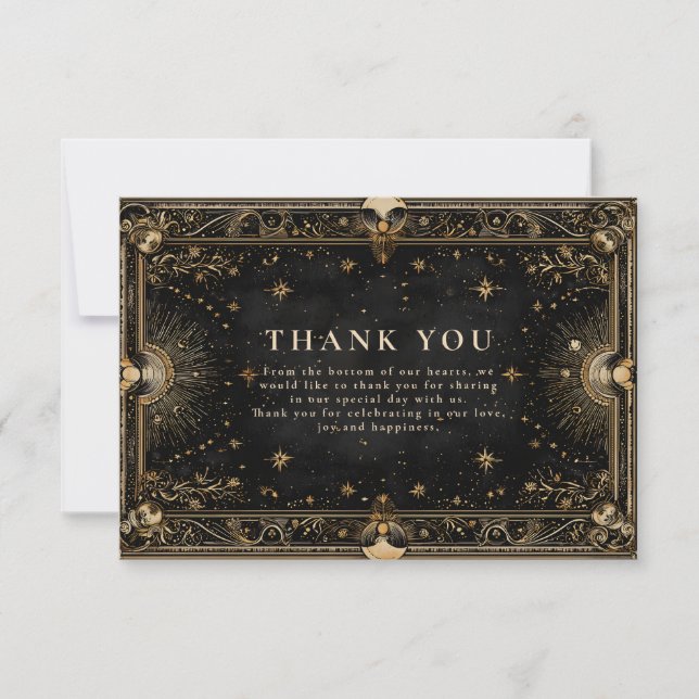 Carte De Remerciements Midnight Celestial Luxe Wedding (Devant)