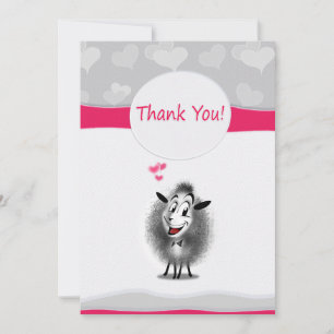 Carte De Remerciements Mignon Art de Papier de Mouton Adorable
