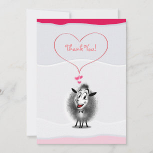 Carte De Remerciements Mignon Art de Papier de Mouton Adorable