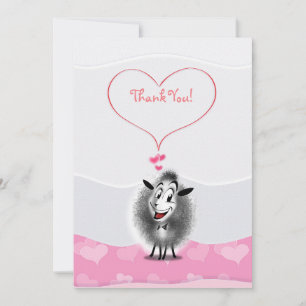 Carte De Remerciements Mignon Art de Papier de Mouton Adorable