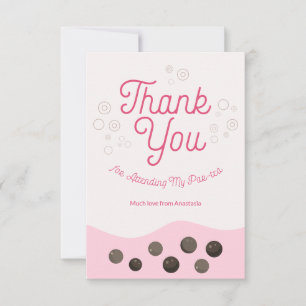 Carte De Remerciements Mignon Axolotl Rose Thé aux Perles Par-téa Enfants
