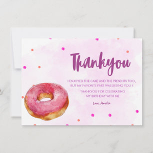 Carte De Remerciements Mignon Donut douce une fille 1er anniversaire
