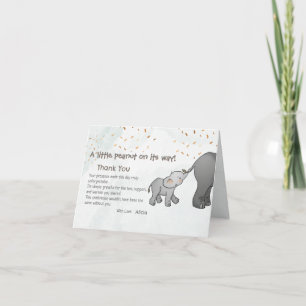 Carte De Remerciements Mignon Éléphant Dessiné à la Main Petit Cacahuète 