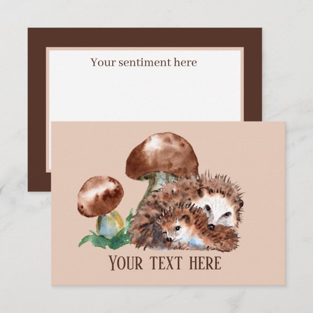 Carte De Remerciements mignon hérisson à toutes fins ajouter sentiment (Devant / Derrière)