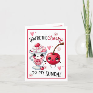 Carte De Remerciements Mignon Kawaii Cerise et Sundae