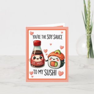 Carte De Remerciements Mignon Kawaii Sauce Soja et Sushi