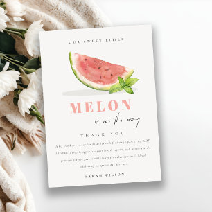 Carte De Remerciements Mignon Notre Petit Melon Aquarelle Rouge Baby Show