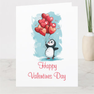 Carte De Remerciements mignon pingouin amoureux pour la Saint-Valentin av