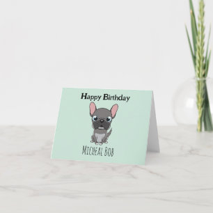Carte De Remerciements Mignon pug gris joyeux anniversaire nom personnali