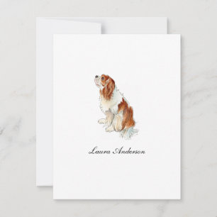 Carte De Remerciements Mignon roi Charles Spaniel aquarelle Plat