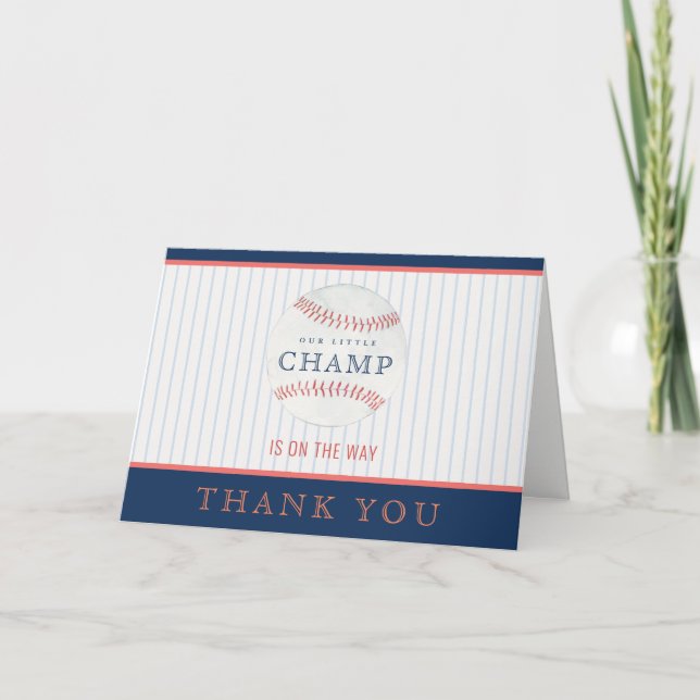 Carte De Remerciements Mignon Rouille Notre Petit Champion Baby Shower Ba (Devant)