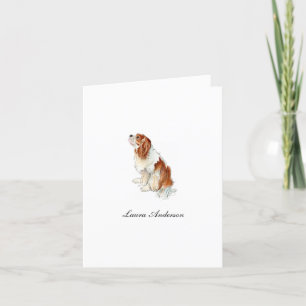 Carte De Remerciements Mignon Spaniel Cavalier King Charles aquarelle pli