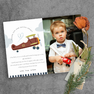 Carte De Remerciements Mignonne avion Nuage Coeur Enfants Photo Anniversa