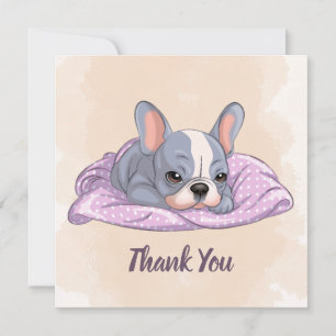 Carte De Remerciements Mignonne Baby shower blanc rose Bulldog français