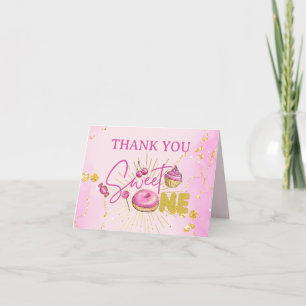 Carte De Remerciements Mignonne Douce Un Desserts Rose Faux Parties scint