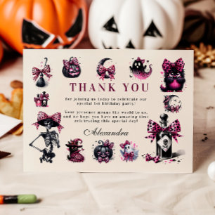 Carte De Remerciements Mignonne et Tourner une fille Halloween Anniversai