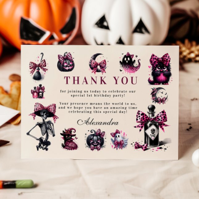 Carte De Remerciements Mignonne et Tourner une fille Halloween Anniversai (Créateur téléchargé)