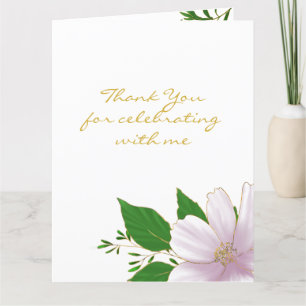 Carte De Remerciements Mignonne Fleur Rose Décorée d'Or pour Enterrement 