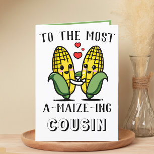Carte De Remerciements Mignonne Maize Maïs Pun Cousin Joyeux Anniversaire