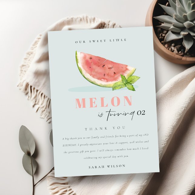 Carte De Remerciements Mignonne Notre Petit Melon Bleu N'Importe Quel Âge (Créateur téléchargé)