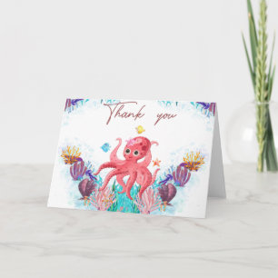 Carte De Remerciements Mignonne Ocean Sea bébé poulpe coloré