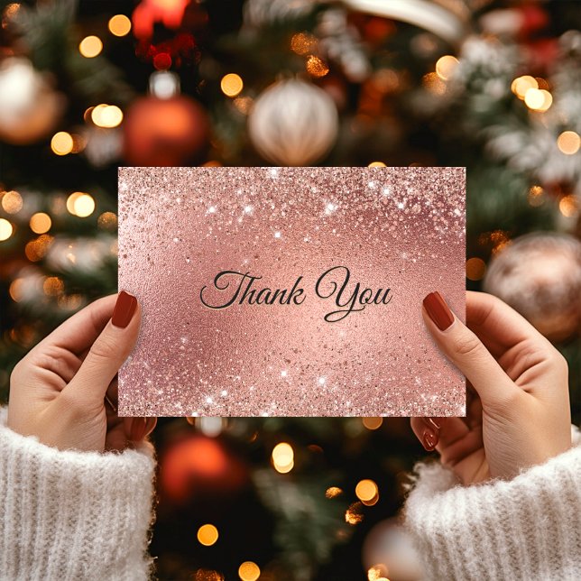 Carte De Remerciements Mignonne parties scintillant rose en or (Créateur téléchargé)