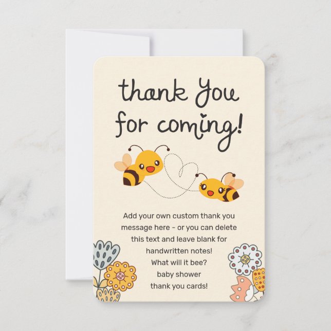 Carte De Remerciements Mignonne Qu'est-ce que ce sera le Baby shower de r (Devant)