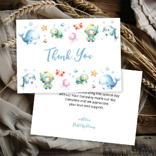 Carte De Remerciements Mignonne Sous le Baby shower marin