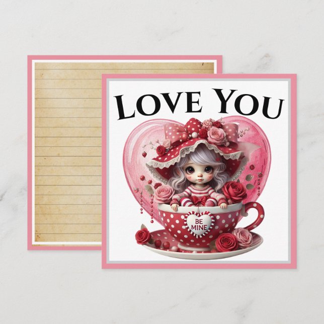 Carte De Remerciements Mignonnes Tasses (Devant / Derrière)
