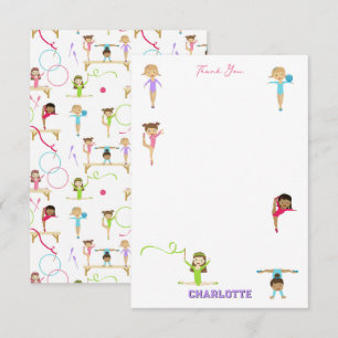Carte De Remerciements Mignons Enfants de Gymnastique Multicolores 
