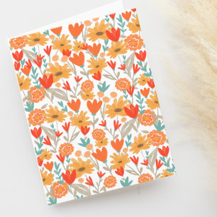 Carte De Remerciements Mignons Fleur sauvage en tirant blanc