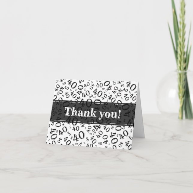 Carte De Remerciements Milestone 40 Random Number Pattern Green/White (Devant)