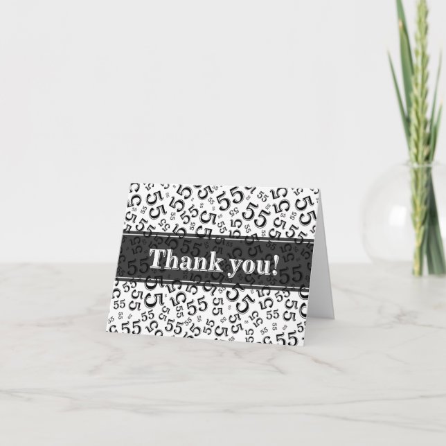 Carte De Remerciements Milestone 55 Random Number Pattern Black/White (Devant)