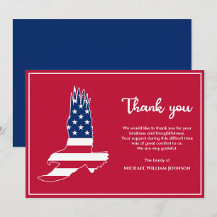 Carte De Remerciements Militaire vétéran de l'armée funéraire Aigle drape