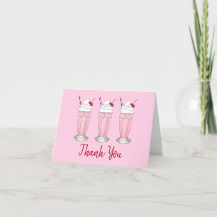 Carte De Remerciements Milkshake rose Crème de glace Social Anniversaire